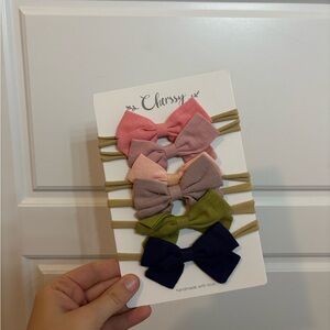 Kids Bow Headband Set - Pink, Peach, Olive, Navy